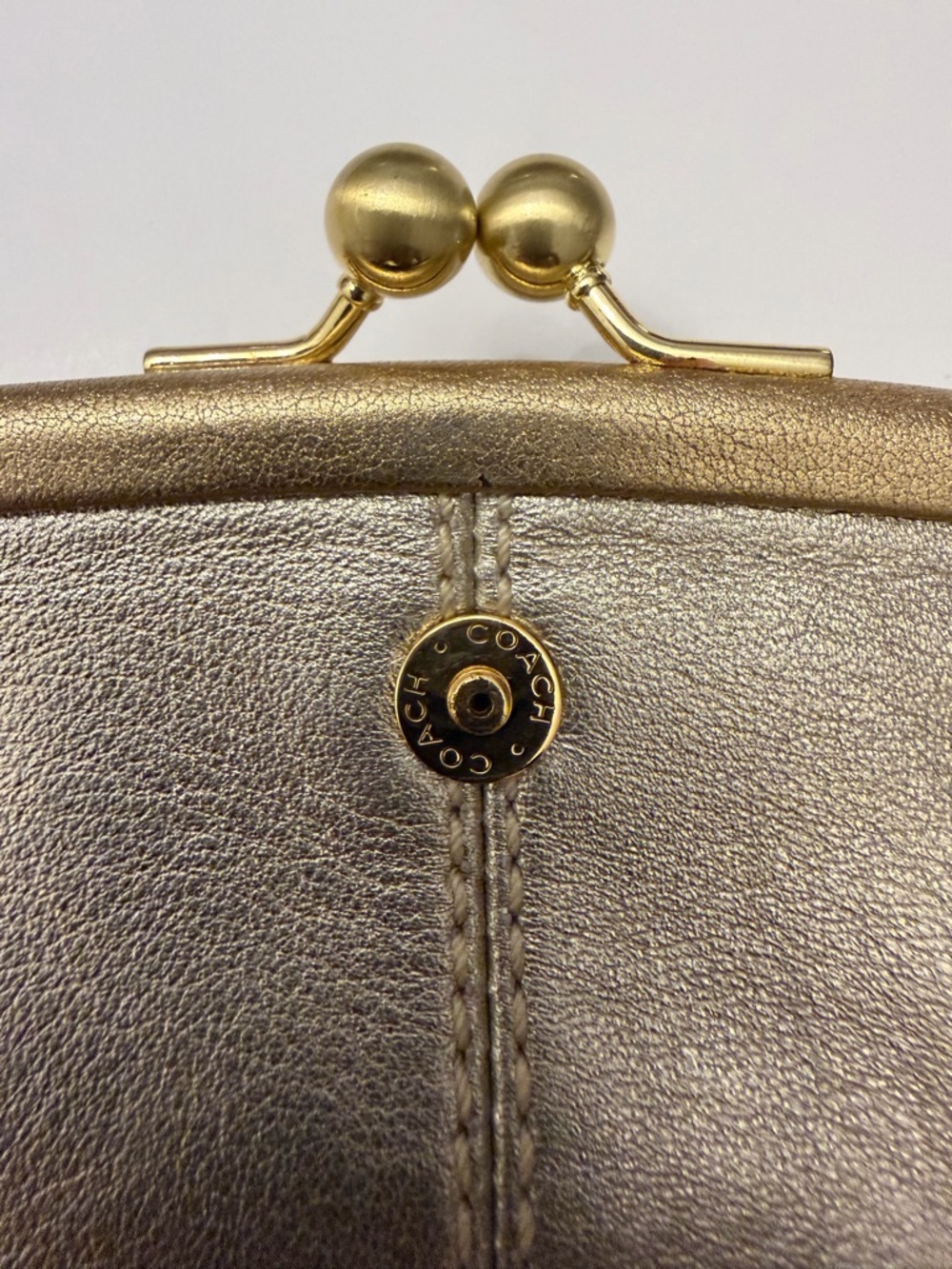 Vintage Coach Metallic Gold Leather Wristlet Clutch - Picture 3 of 12